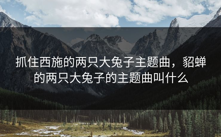 抓住西施的两只大兔子主题曲，貂蝉的两只大兔子的主题曲叫什么